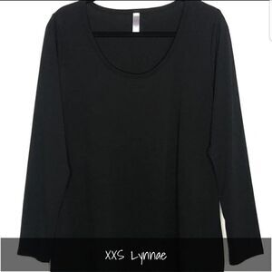 LuLaRoe Lynnae XXS Solid Black Long Sleeve Tee NWT